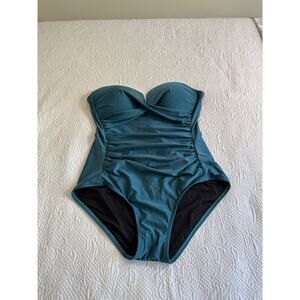 Calvin Klein Women's Turquoise Ruched Chest Support One Piece Size XL/XXL